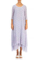 Lavender Dotty Silk Maxi Dress 1