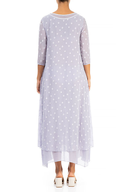 Lavender Dotty Silk Maxi Dress 2