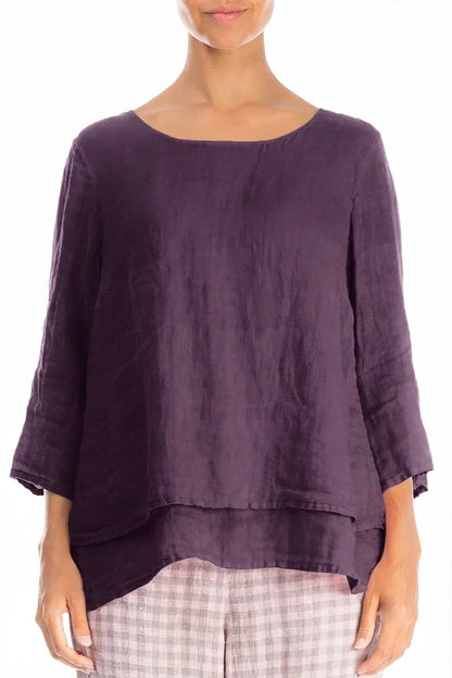 Layered Amethyst Gauze Linen Blouse