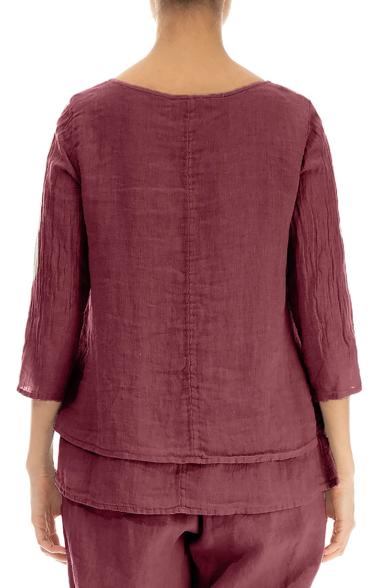 Layered Antique Ruby Gauze Linen Blouse 2