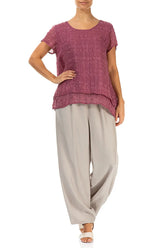 Layered Antique Ruby Light Silk Blouse 4