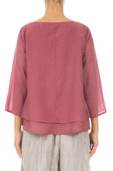 Layered Antique Ruby Silk Cotton Blouse 2