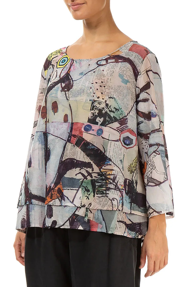 Layered Artful Elements Silk Cotton Blouse 3