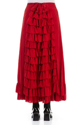 Layered Back Red Silk Bamboo Skirt 2