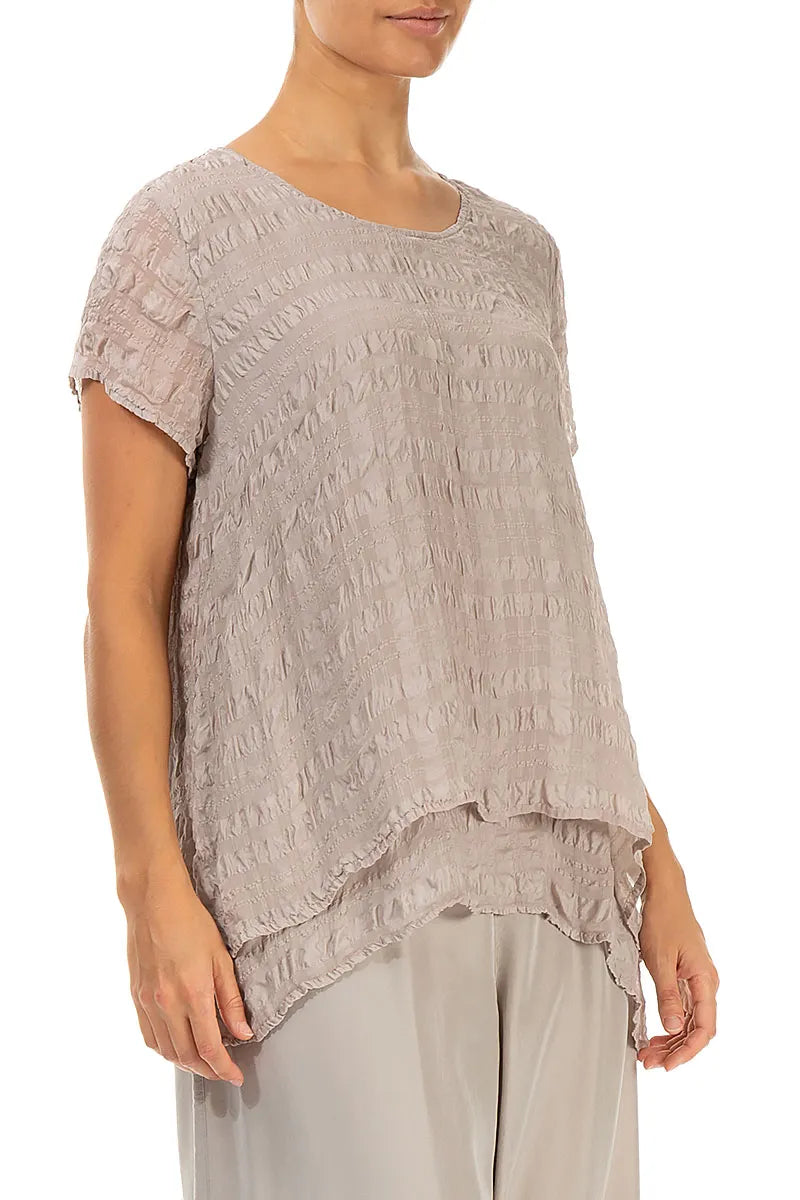 Layered Beige Light Silk Blouse