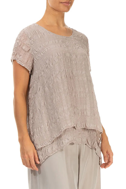 Layered Beige Light Silk Blouse