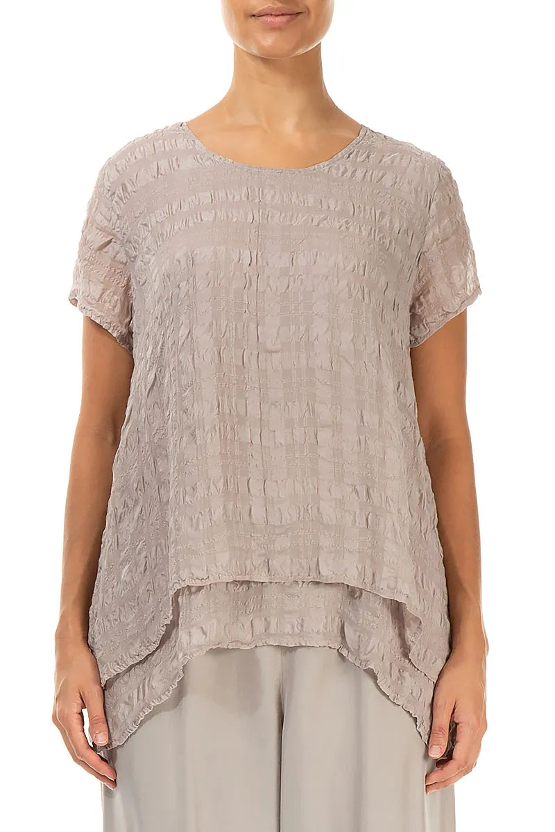 Layered Beige Light Silk Blouse