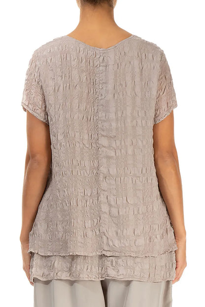 Layered Beige Light Silk Blouse