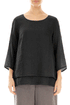 Layered Black Gauze Linen Blouse 1