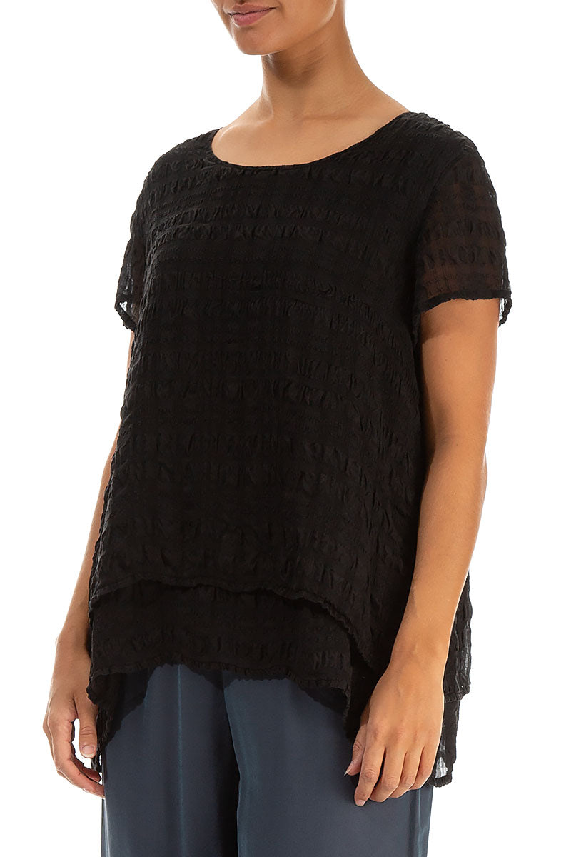 Layered Black Light Silk Blouse 3