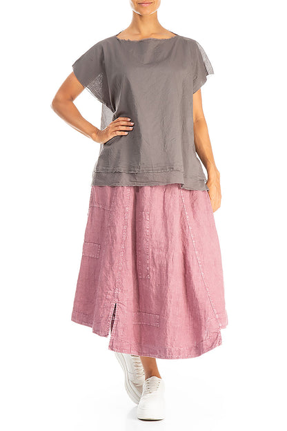 Layered Boatneck Truffle Cotton Blouse 4