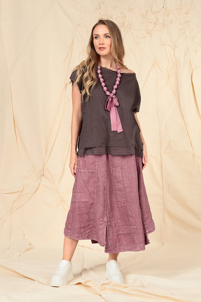 Layered Boatneck Truffle Cotton Blouse 6