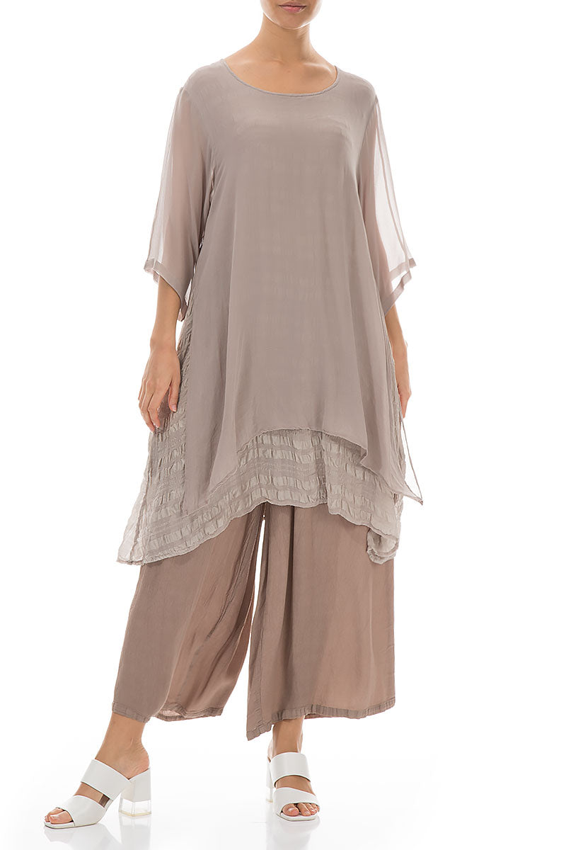 Layered Cappuccino Silk Tunic 4