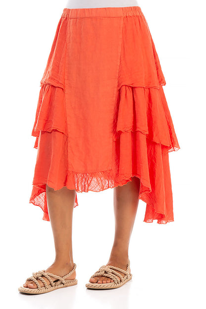 Layered Coral Linen Skirt 3