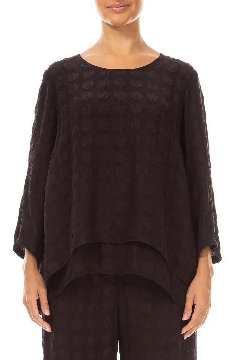 Layered Deep Plum Bubble Silk Blouse