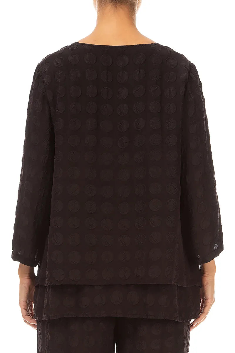 Layered Deep Plum Bubble Silk Blouse
