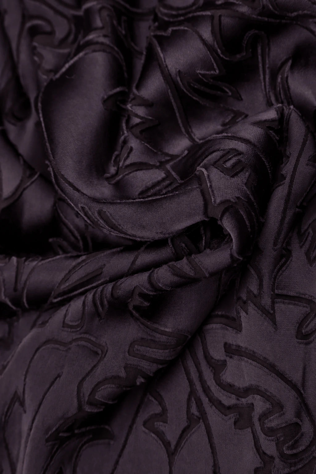 Layered Deep Plum Devoré Feather Silk Blouse 5
