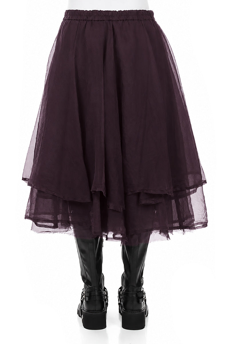 Layered Deep Plum Silk Chiffon Skirt 2