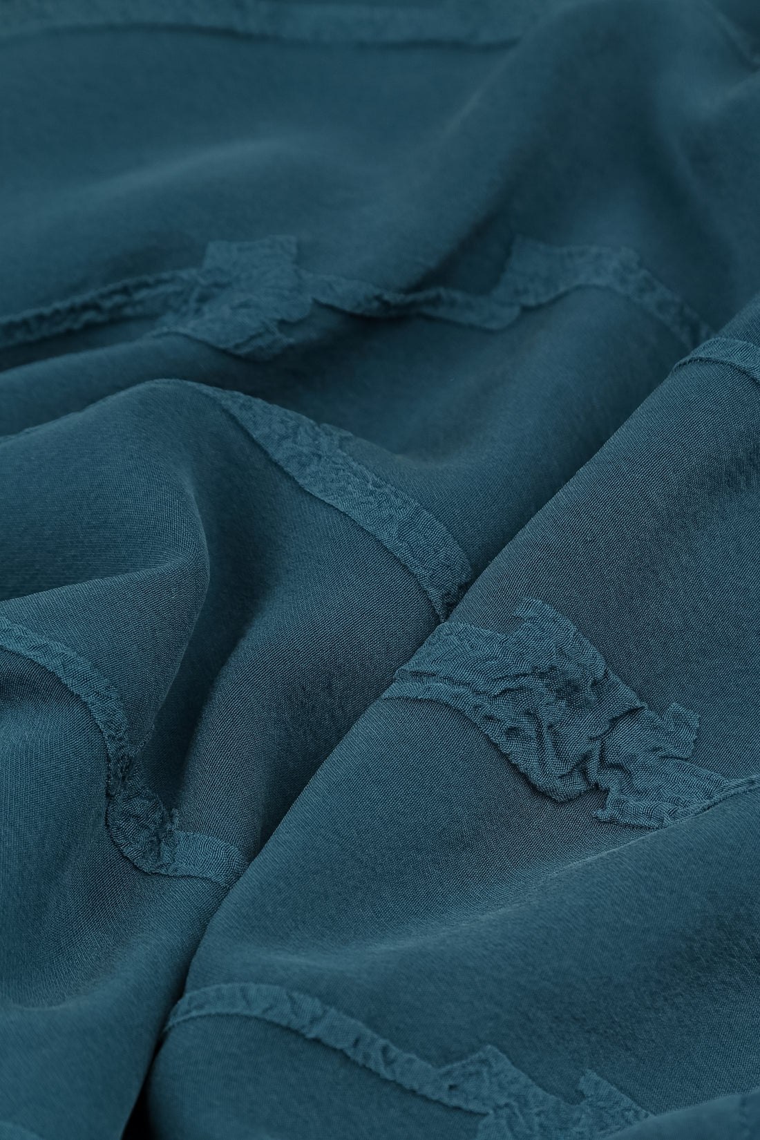 Layered Deep Turquoise Raised Textured Silk Blouse 6