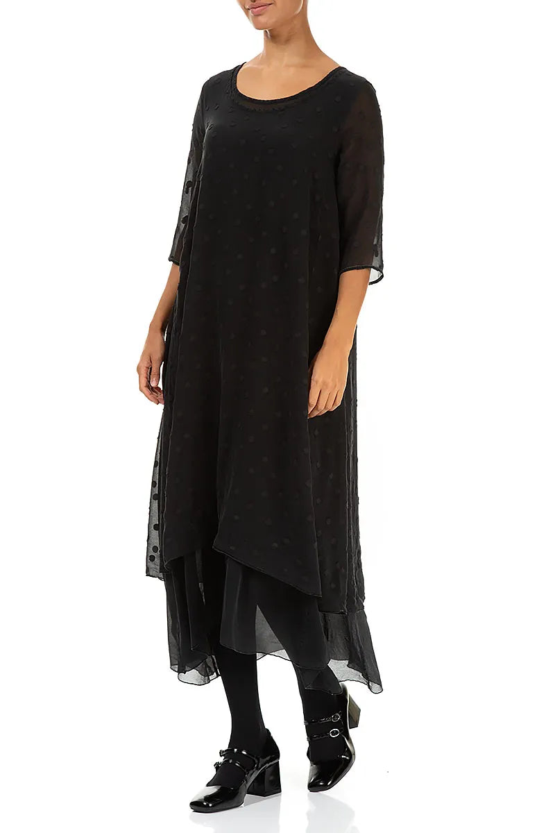 Layered Dotty Black Silk Dress 3