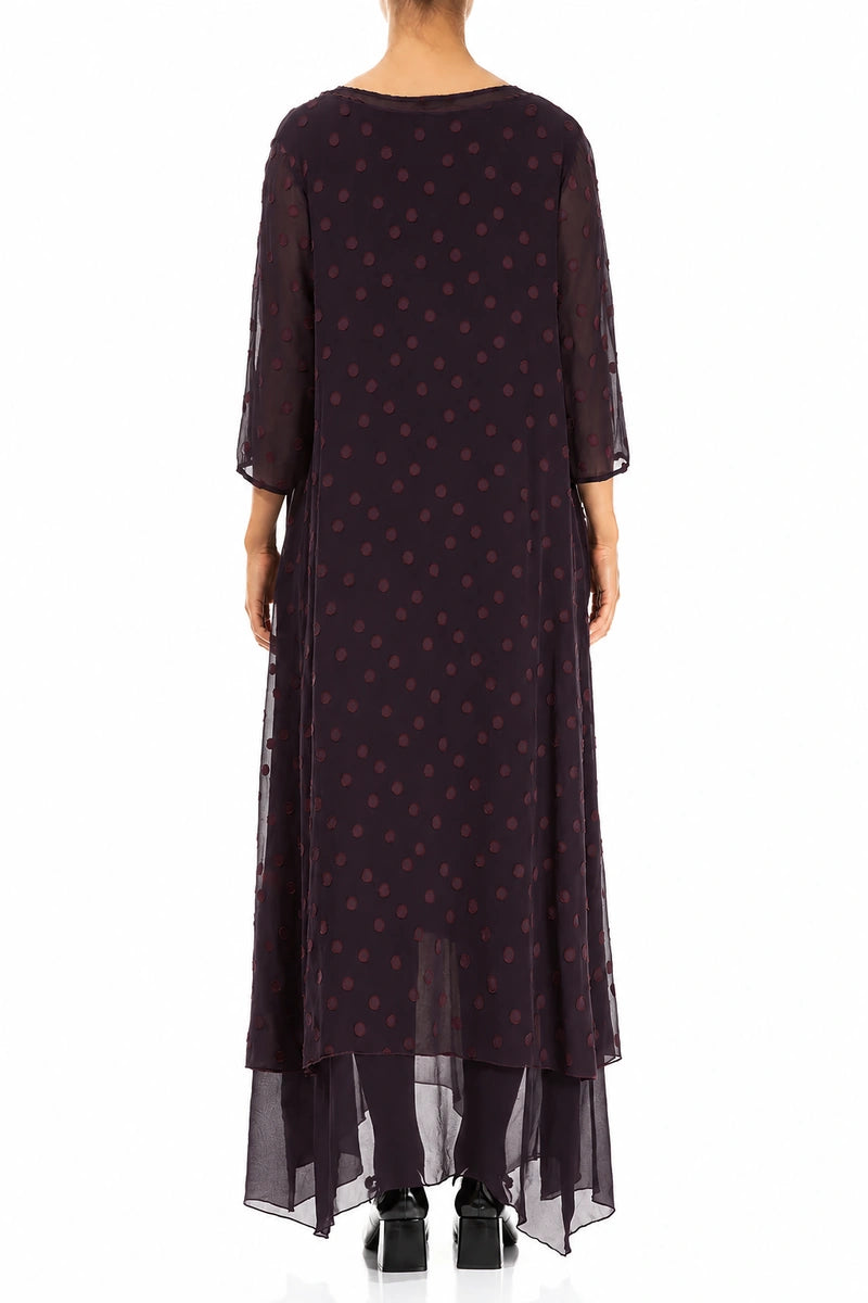 Layered Dotty Deep Plum Silk Dress