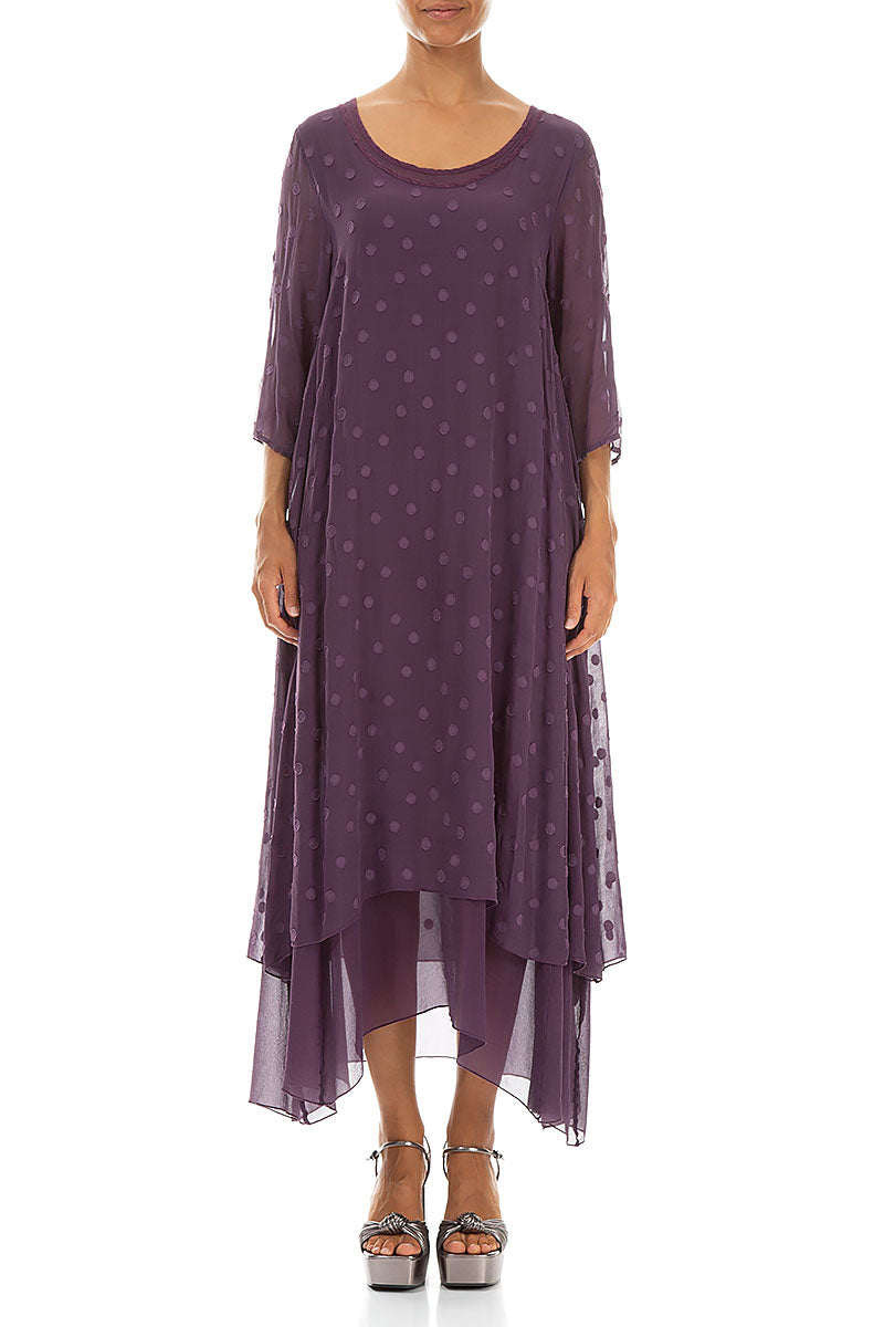 Layered Dotty Purple Silk Dress 1