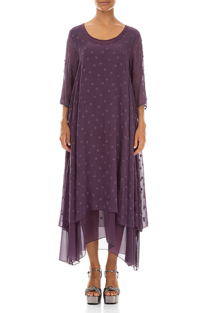 Layered Dotty Purple Silk Dress 1