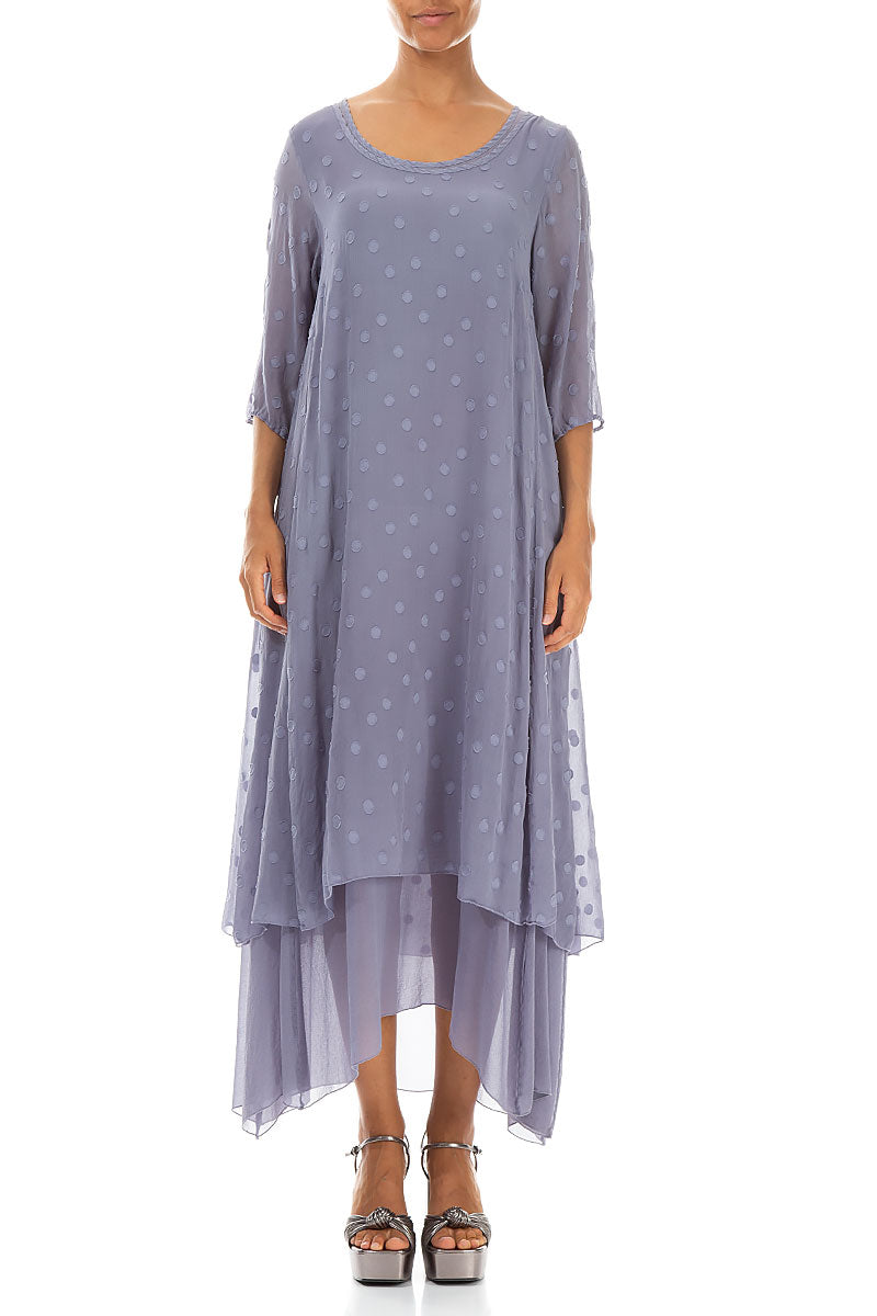 Layered Dotty Violet Tulip Silk Dress 1