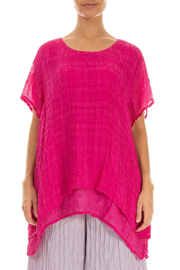 Chemisier en soie léger fuchsia superposé