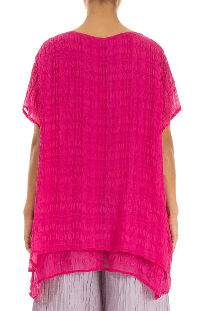 Chemisier en soie léger fuchsia superposé