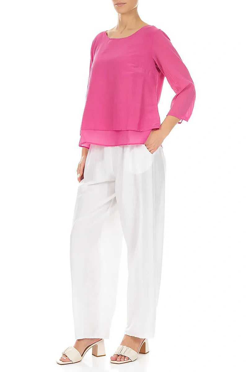 Layered Fuchsia Silk Cotton Blouse 4