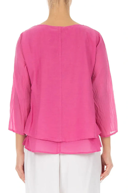 Layered Fuchsia Silk Cotton Blouse 2