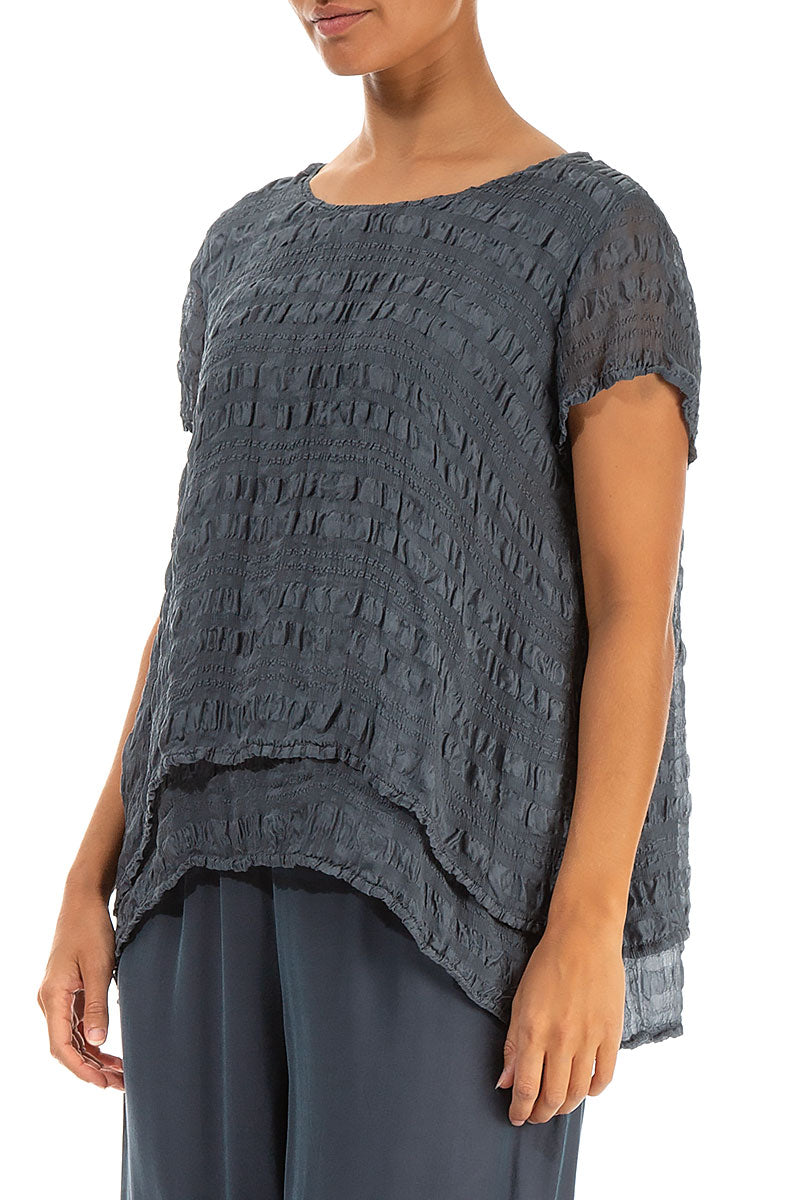 Layered Graphite Light Silk Blouse 3