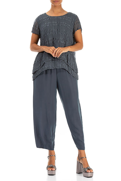 Layered Graphite Light Silk Blouse 4