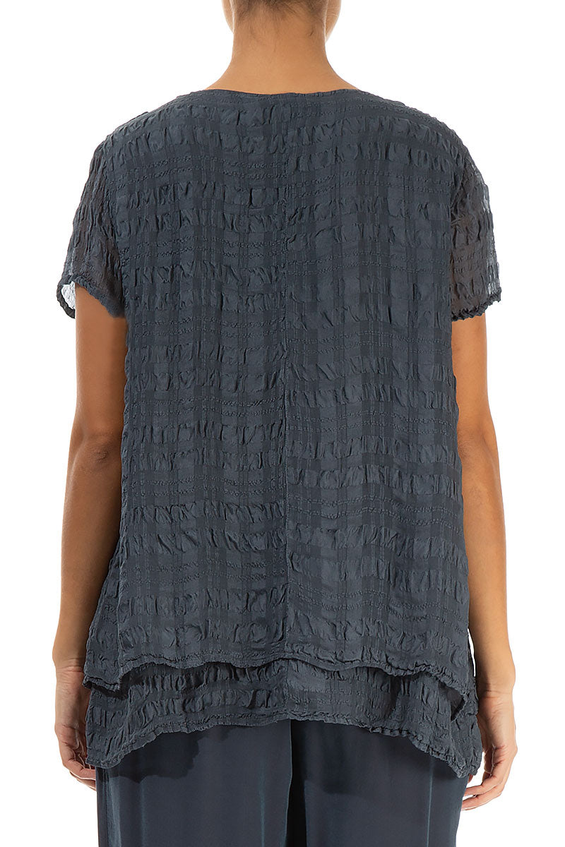 Layered Graphite Light Silk Blouse 2
