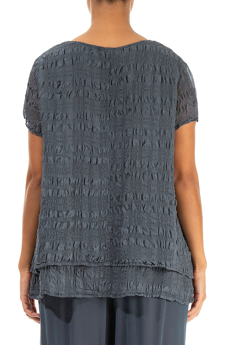 Layered Graphite Light Silk Blouse 2