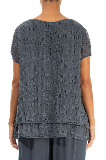 Layered Graphite Light Silk Blouse 2