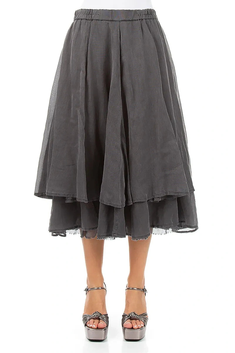 Layered Graphite Silk Cotton Skirt 1