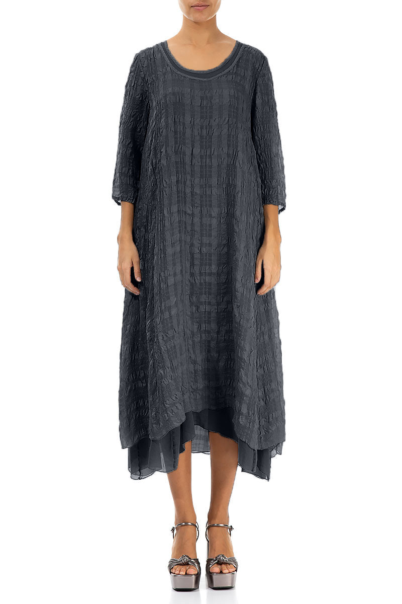 Layered Graphite Textured Light Silk Dress