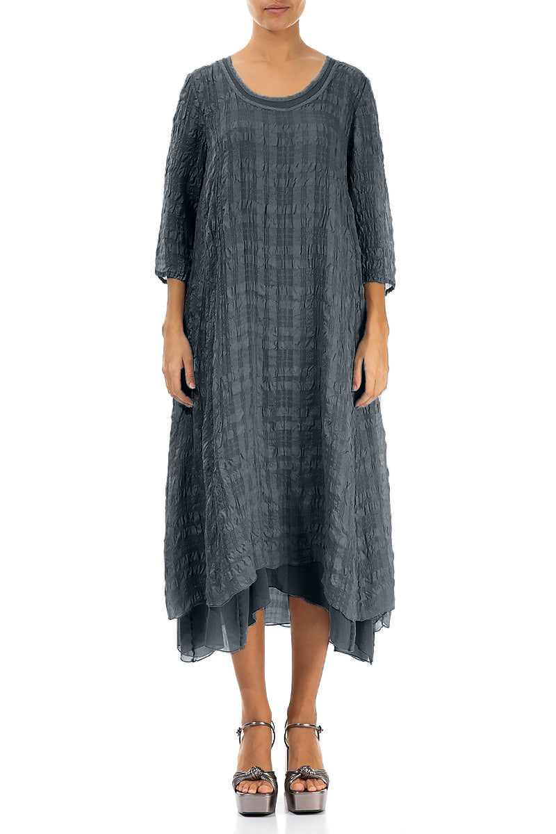 Layered Graphite Textured Light Silk Dress