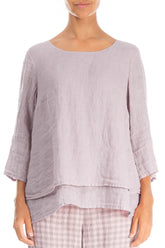 Layered Lilac Gauze Linen Blouse 1