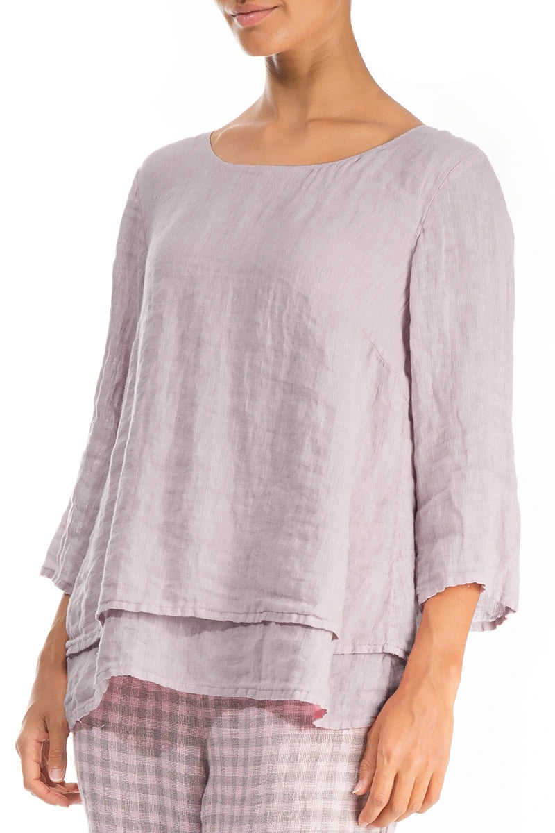 Layered Lilac Gauze Linen Blouse 3