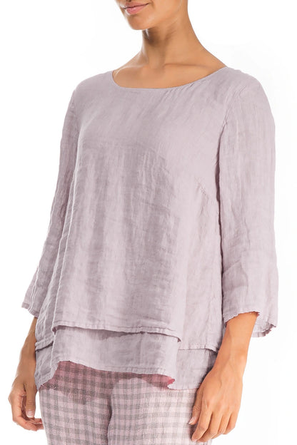 Layered Lilac Gauze Linen Blouse 3
