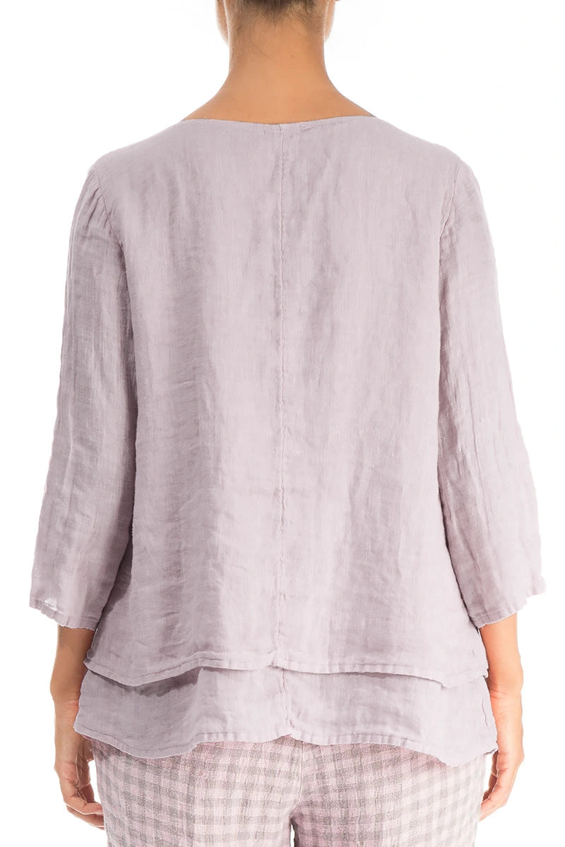 Layered Lilac Gauze Linen Blouse 2