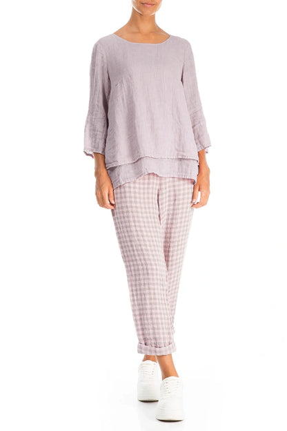 Layered Lilac Gauze Linen Blouse 4