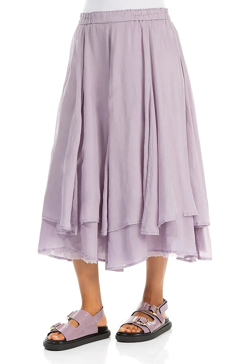 Layered Lilac Silk Cotton Skirt 4