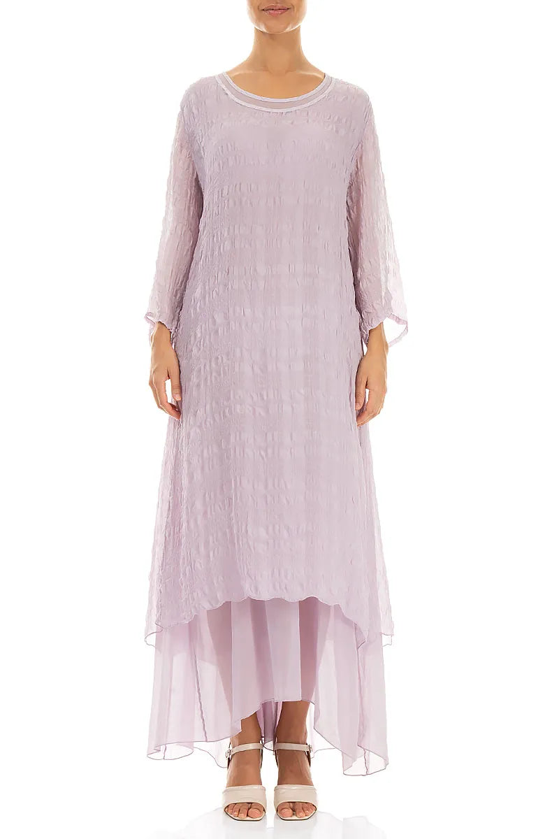 Layered Lilac Textured Light Silk Dress