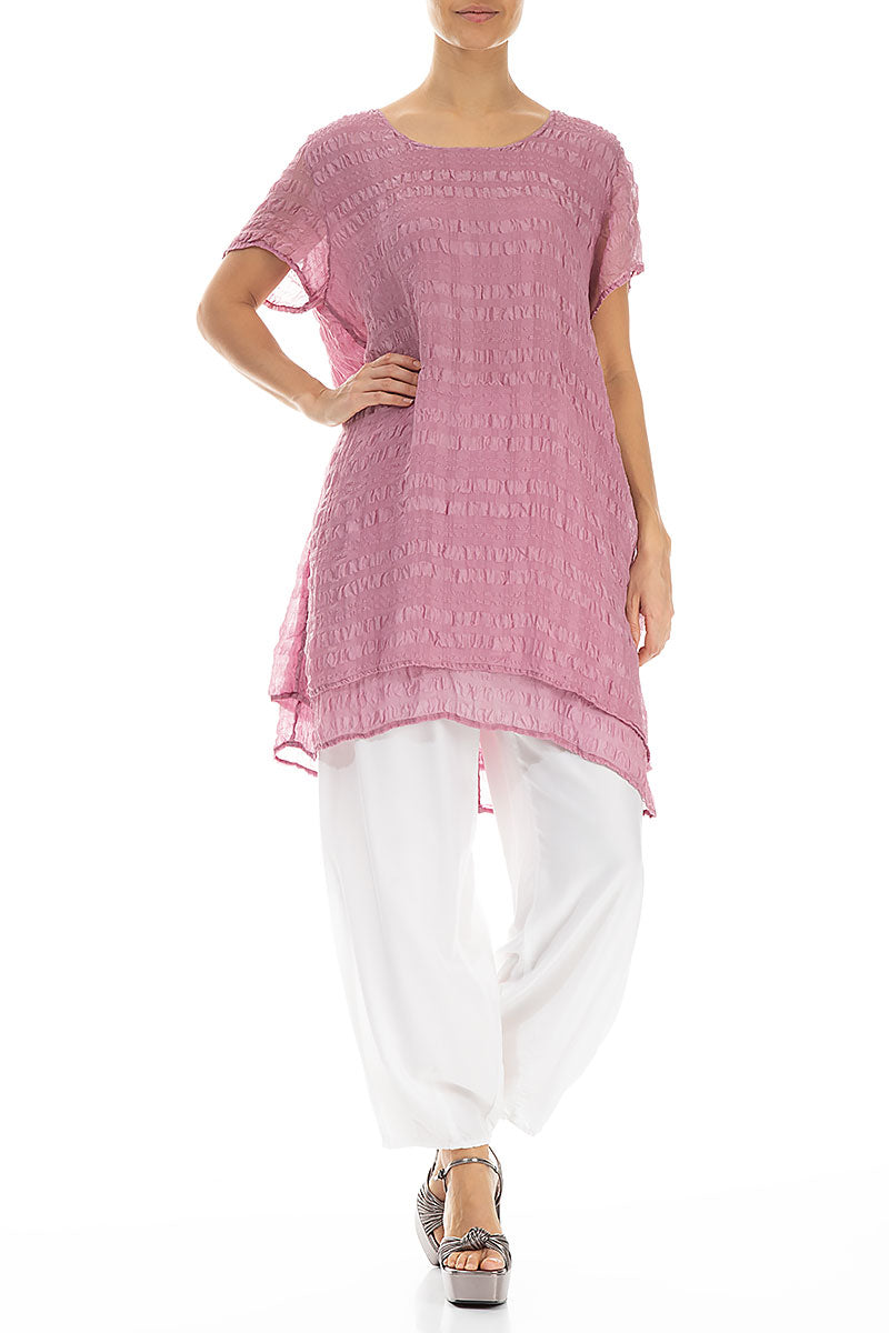 Layered Mauve Taupe Light Silk Tunic 4