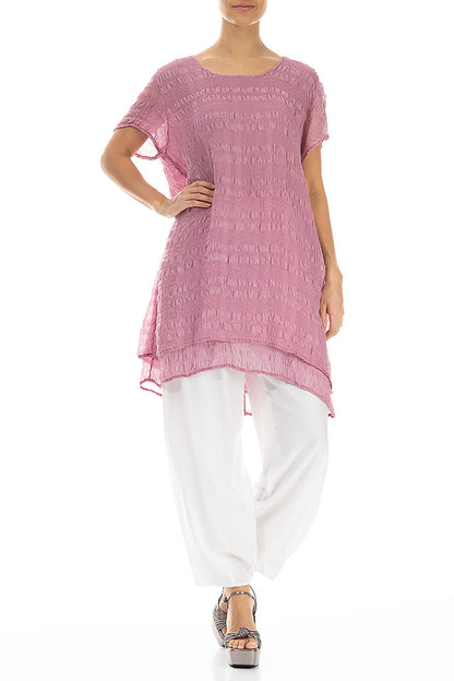 Layered Mauve Taupe Light Silk Tunic 4