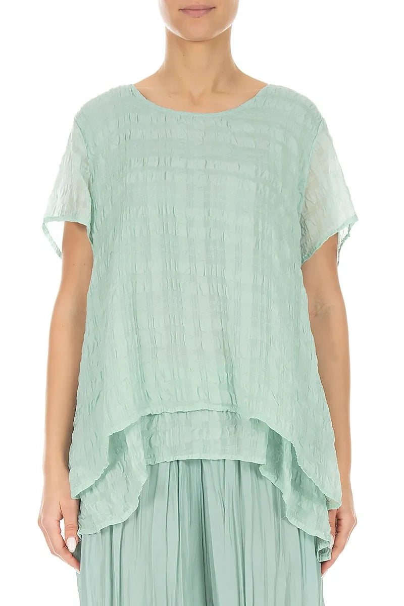 Layered Mint Light Silk Blouse 1